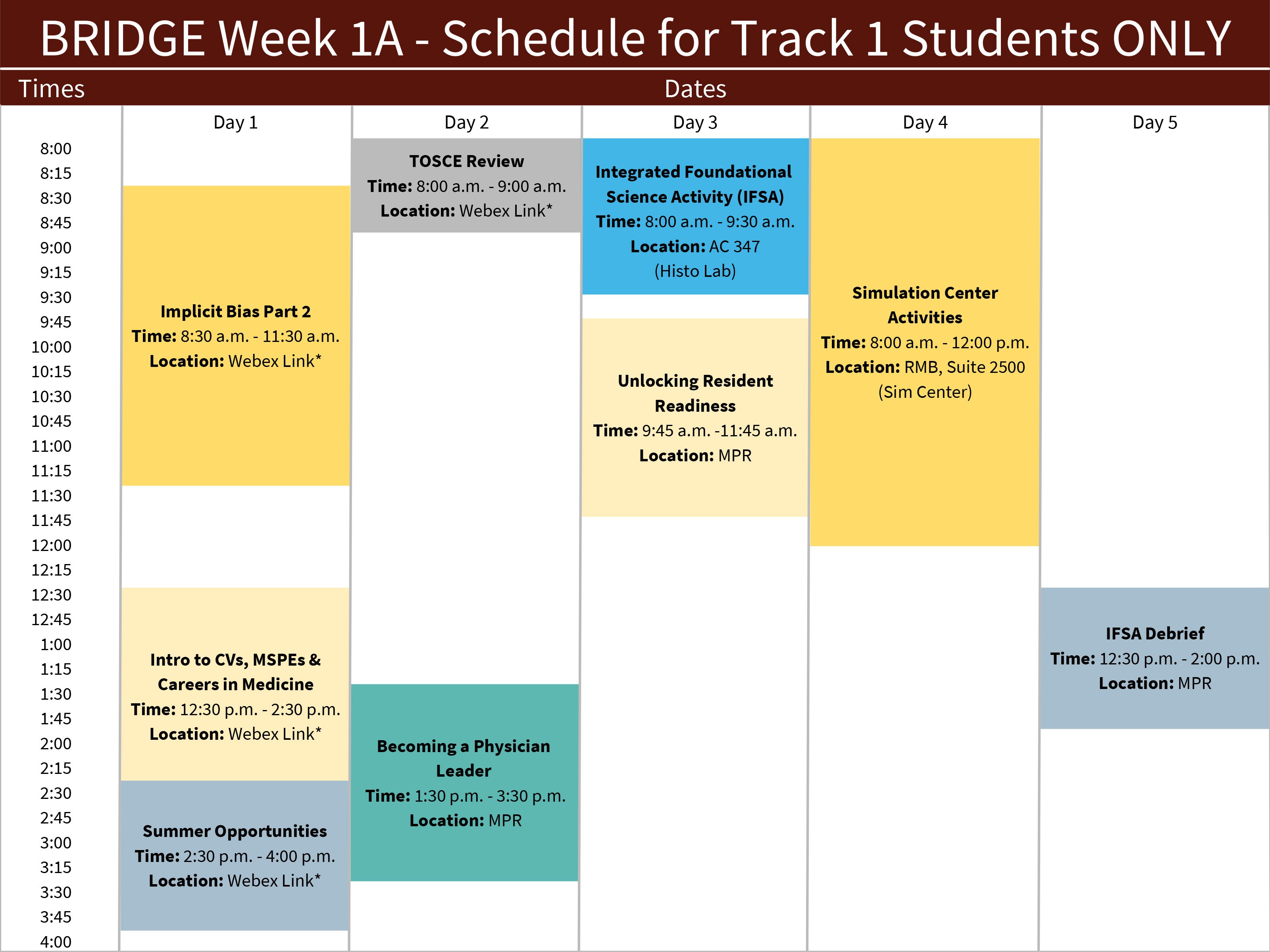 bridge week sample schedule