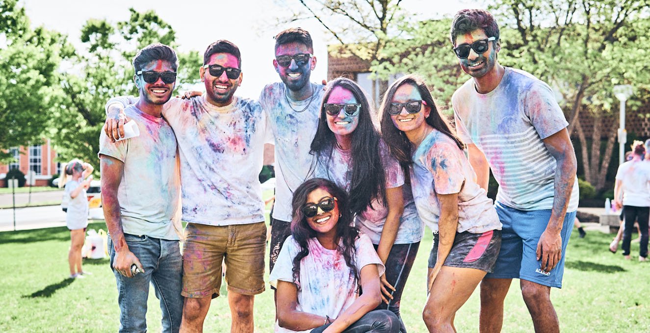 Med students covered in colors