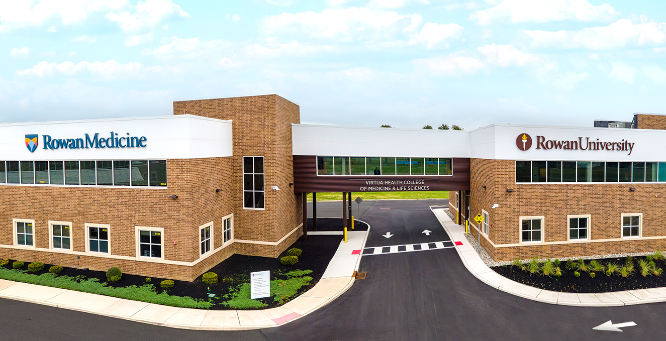 outside facade and breezeway between the Rowan Medicine building and SOM expansion in Sewell