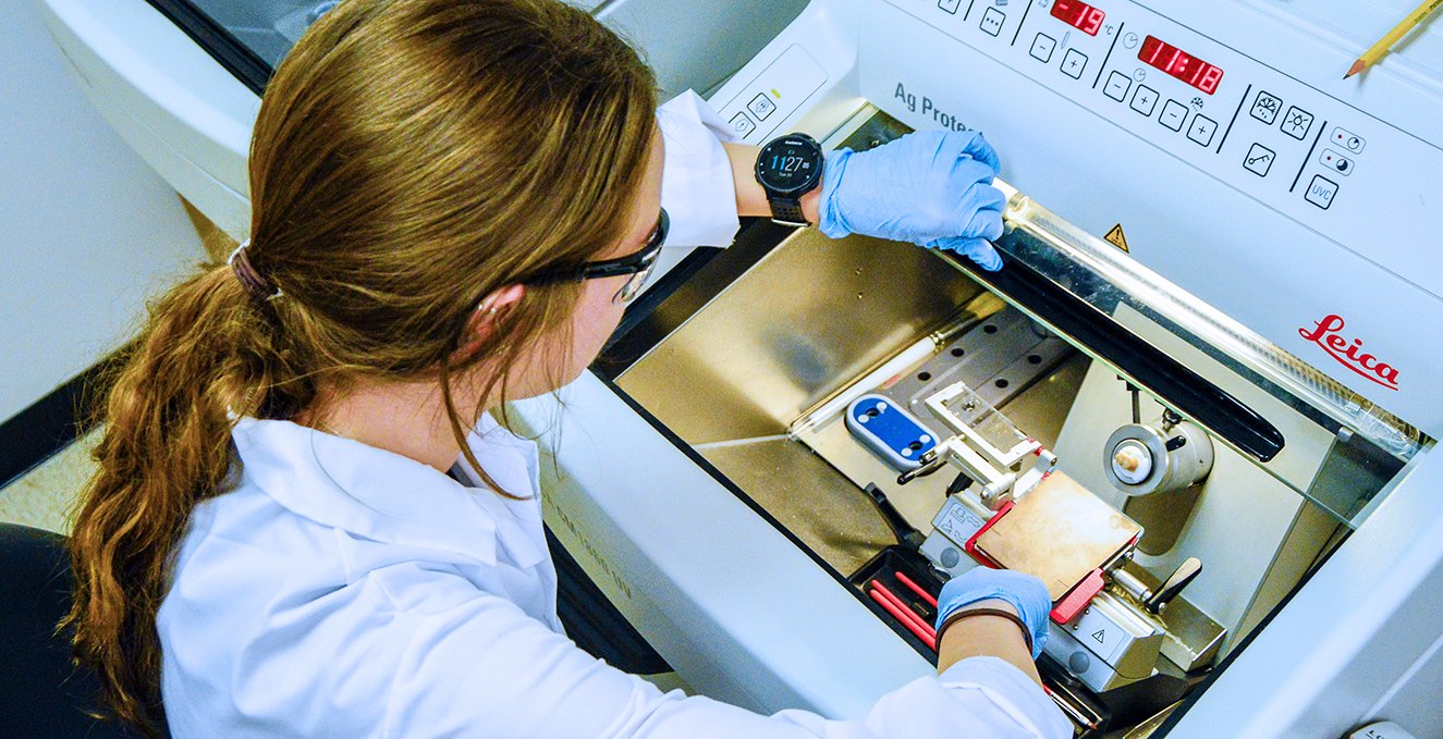 GSBS researcher uses lab equipment